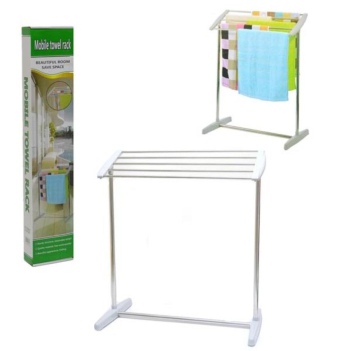 Jual Rak Jemuran Handuk Mobile Towel Rack Grey jual rak jemuran handuk mobile towel rack grey