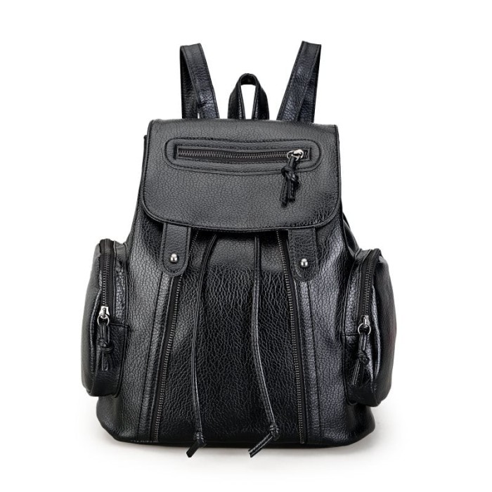Jual Tas Ransel Backpack Mini Leather Kulit Black Hitam jual tas ransel backpack mini leather kulit black hitam