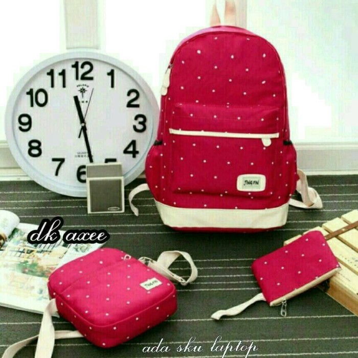 jual tas wanita 3in1 polcadot backpack 3in1 tas anak jual tas wanita 3in1 polcadot backpack 3in1 tas anak