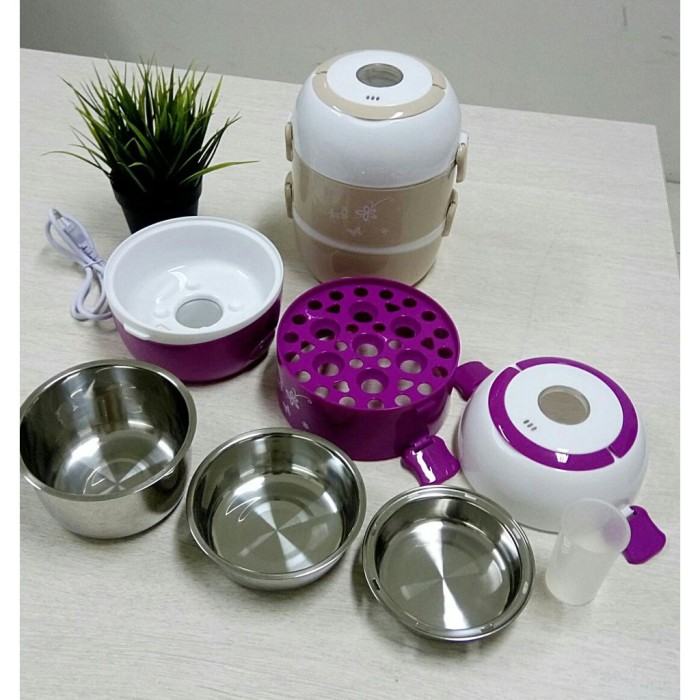 Rice Cooker Mini 3 Susun kapasitas 2 L - Penanak Nasi Mini Egg Boiler