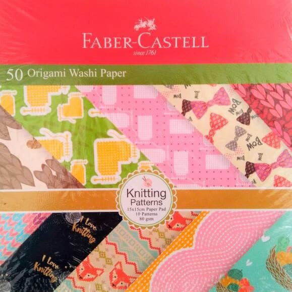 Kertas Origami Faber Castell Washi Paper "Knitting Patterns" 15x15 cm