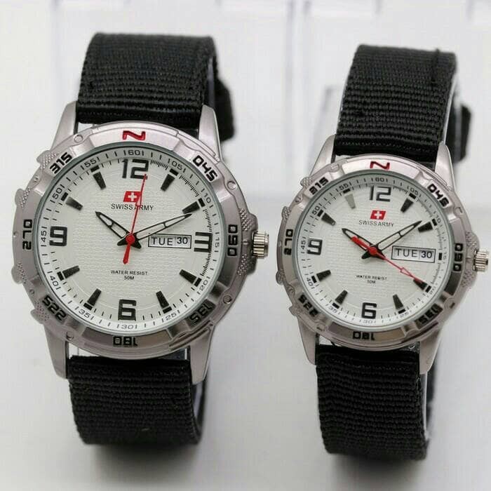 Jam Tangan Couple SWISS ARMY Verra Super White Black Murah