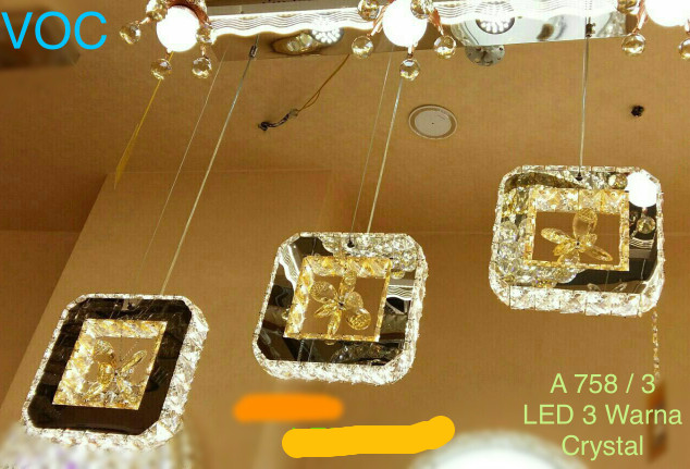 Jual Lampu  Hias  Crystal LED Plafon  Bentuk  kotak A756 3 