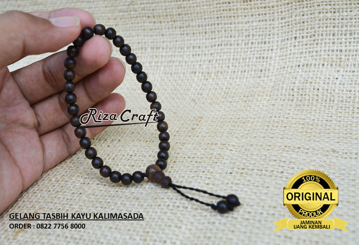 Gelang Tasbih Kayu Kalimasada Kalimosodo Asli 33 Butir. Bersertifikat