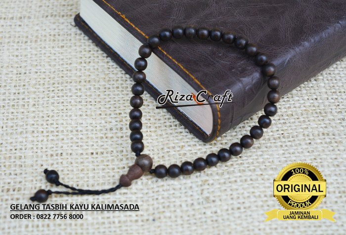 Gelang Tasbih Kayu Kalimasada Kalimosodo Asli 33 Butir. Bersertifikat