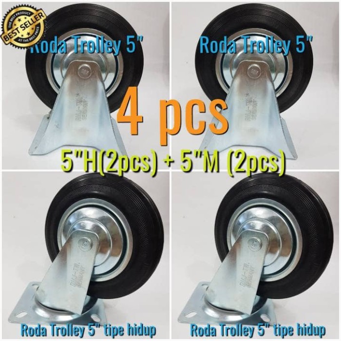 Jual RODA TROLLEY 5" (2H+2M)/RODA ETALASE/RODA KARET 5
