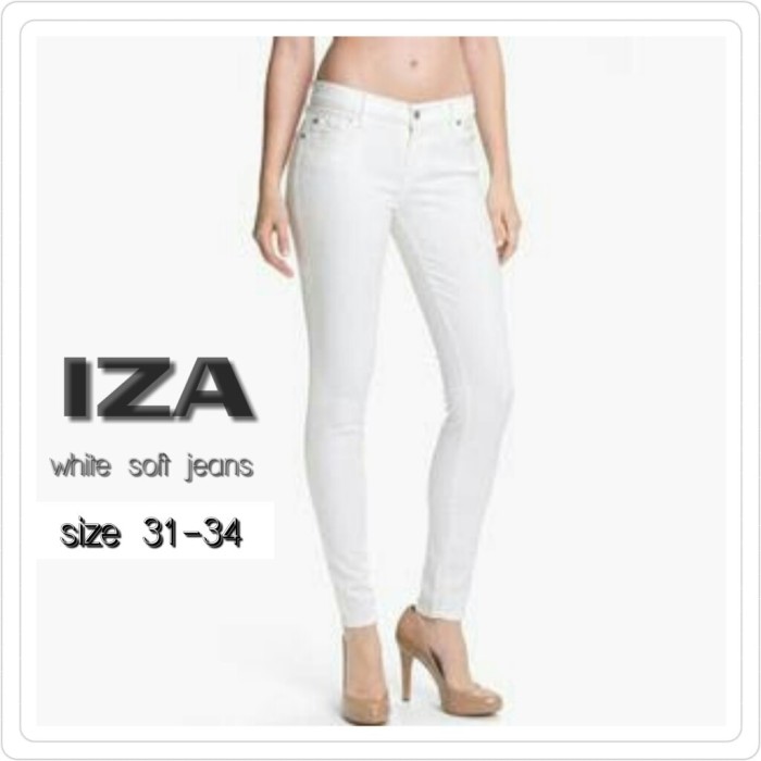 CELANA JEANS WANITA WHITE IZA | CELANA CEWEK JEANS PUTIH PANJANG