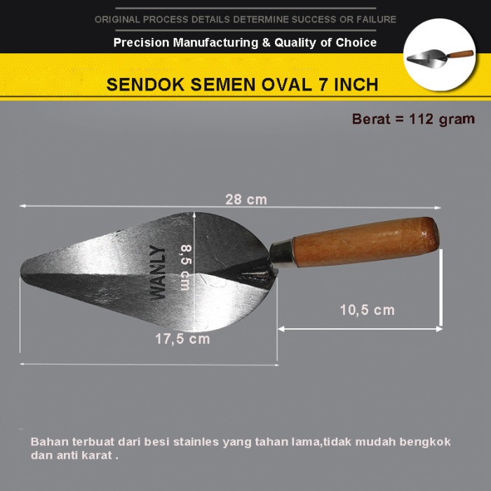 EELIC SES WO7IK SENDOK SEMEN OVAL 7 STAINLEES STEEL HANDLE KAYU .
