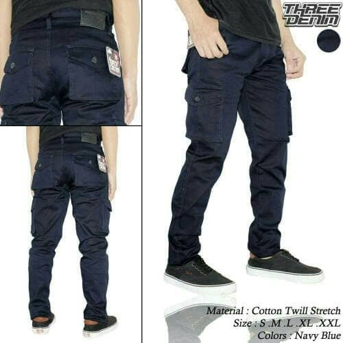 celana cargo panjang pria tree denim original