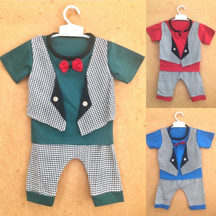 Baju rompi kaos setelan kemeja bayi anak cowo laki lucu murah dasi B10