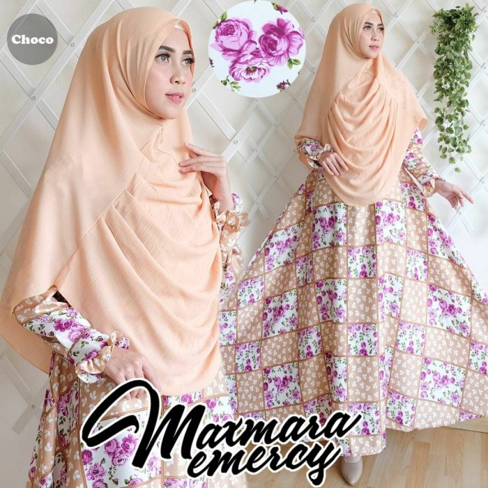 Baju gamis syari maxmara emercy choco