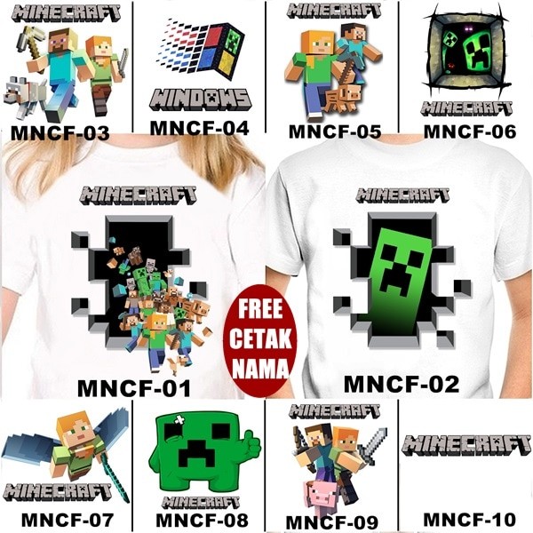 jual kaos baju minecraft anak banyak motif free nama tulisan kaosery jual kaos baju minecraft anak banyak motif free nama tulisan kaosery