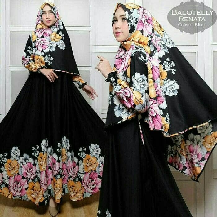 READY SYARI BALOTELLY RENATA BLACK SET HIJAB GAMIS MAXI BERGO KHIMAR