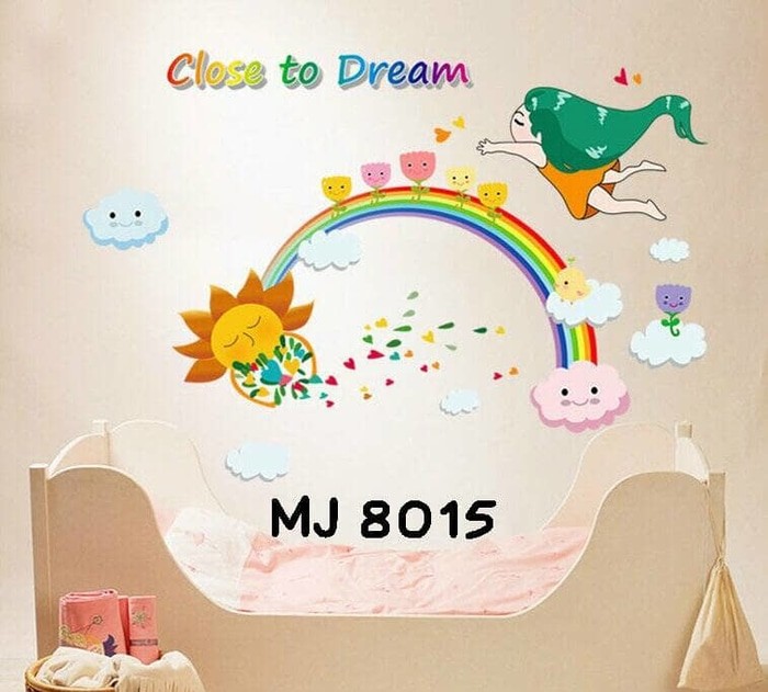jual wall stiker wall sticker dinding pelangi close to dream - kota