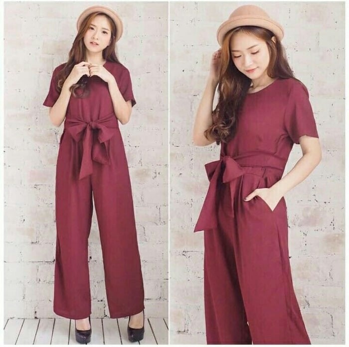 wine red jumpsuit