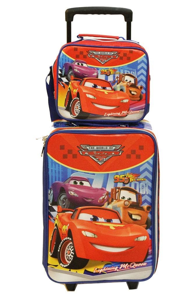 SET KOPER CARS MCQUEEN DAN LUNCH BAG ANAK BAHAN SPONGE TAHAN AIR MERAH