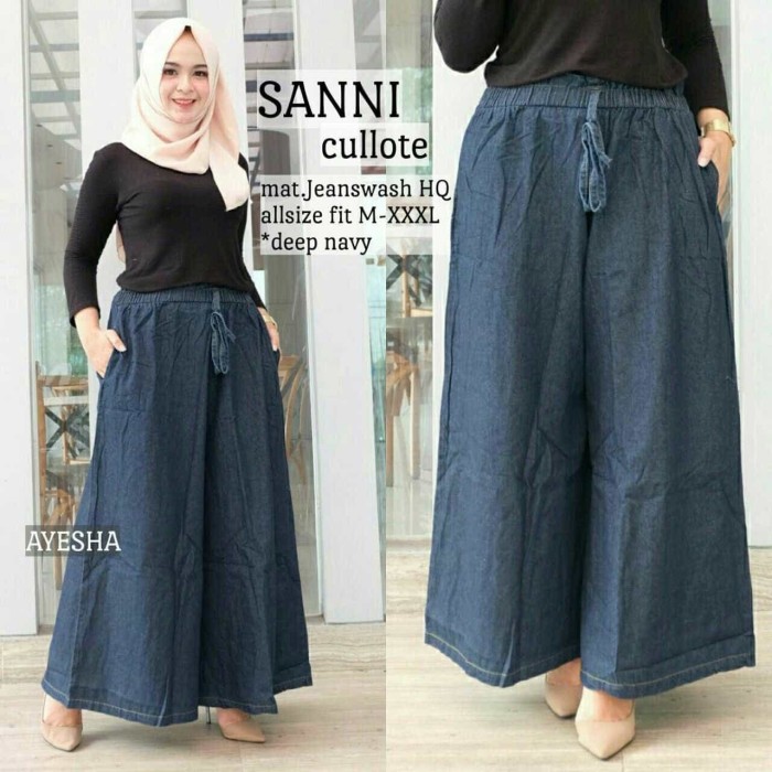Celana Panjang Kerja Wanita Kulot jeans sanny deep blue jumbo XXL