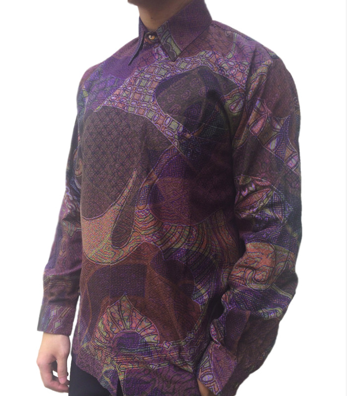 Jual Batik pria kemeja men bahan cap shirt silk kain sutra ...