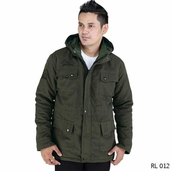 Foto Produk JAKET PRIA PARKA BAHAN CANVAS ORIGINAL DISTRO CATENZO BDG (RL 012) - Hijau, L dari optikshop