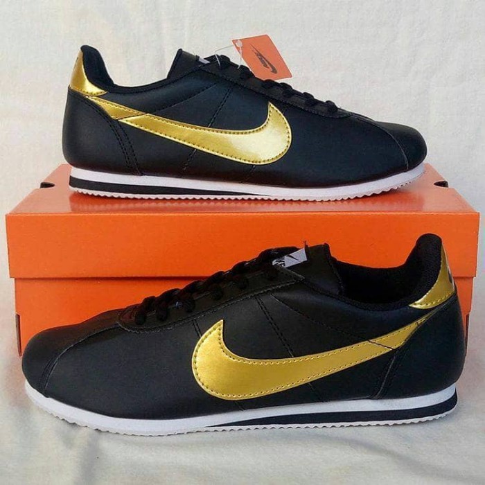 cortez shoes black and gold