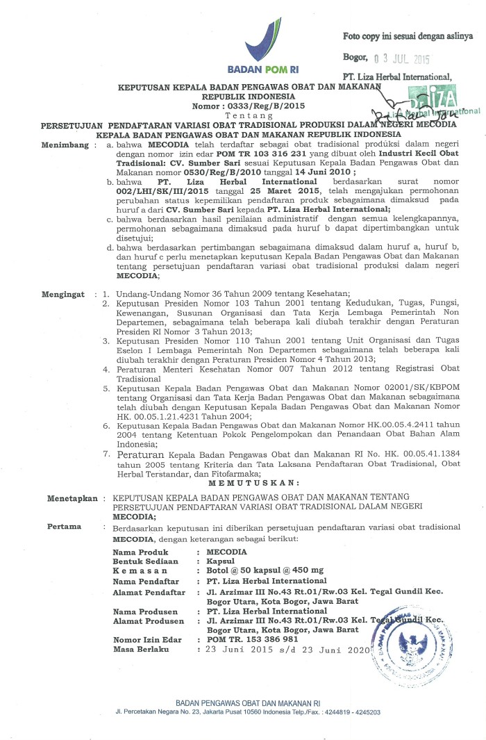 Mecodia (100% Ekstrak Sarang Semut)