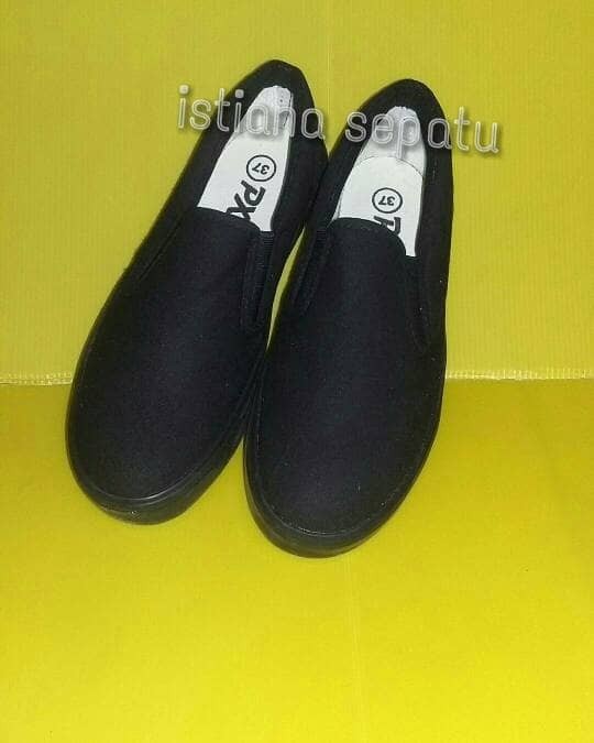 sepatu px style 179 allblack slipon pria murah kanvas lukis
