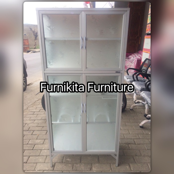 Jual RAK  PIRING  ALUMUNIUM 2  PINTU  FULL  BOX KACA  Jakarta 