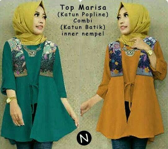 Jual Blouse Cardigan Batik Bluss Atasan Baju Wanita Tunik Muslim