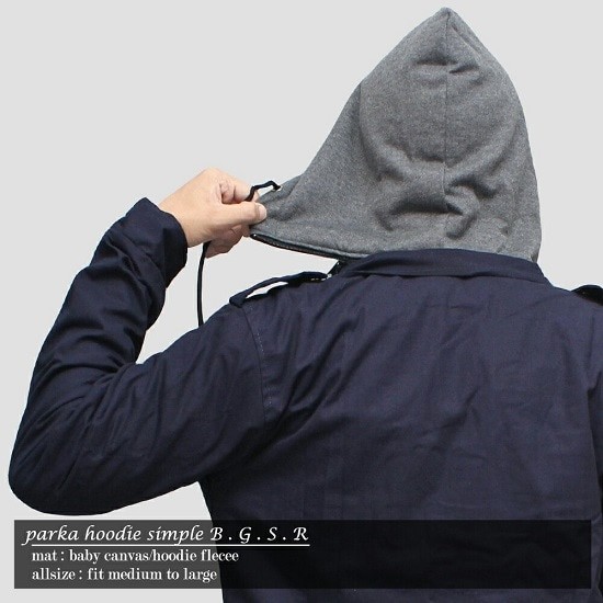 Jaket Parka cowo Canvas BGSR Pria Premium Navy Parka Hoodie Polos