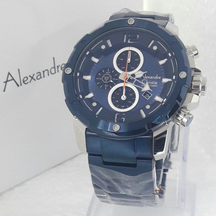 jam tangan pria alexandre christie AC 6410 MC blue silver