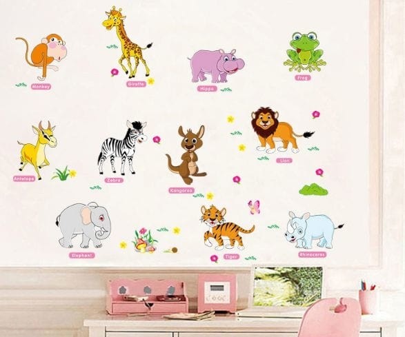 jual wall stiker/stiker dinding /wall sticker english animal cartoon