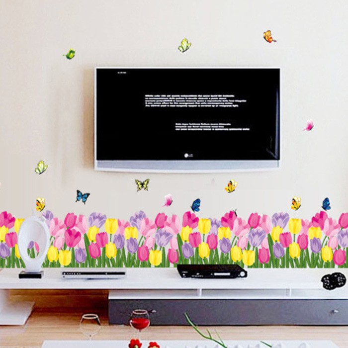... Stiker Dinding Wall Sticker Tulip Warna Warni AY7188 Terbaru Murah