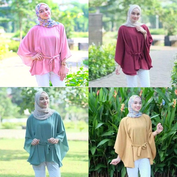 Baju Atasan Wanita Clove Blouse Tunik Baju Muslim Blus Muslim - Hijau Tosca