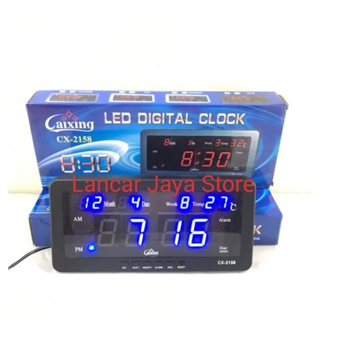ASLI - JAM DINDING DIGITAL LED DIGITAL CLOCK CAIXING CX-2158 (BIRU)