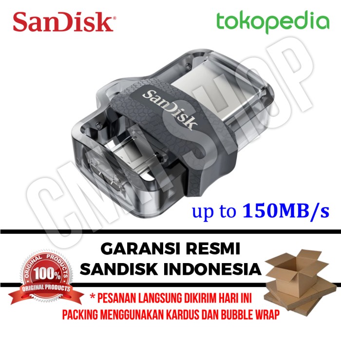 SanDisk OTG 32GB m3.0 USB 3.0 Ultra Dual USB Drive GARANSI RESMI