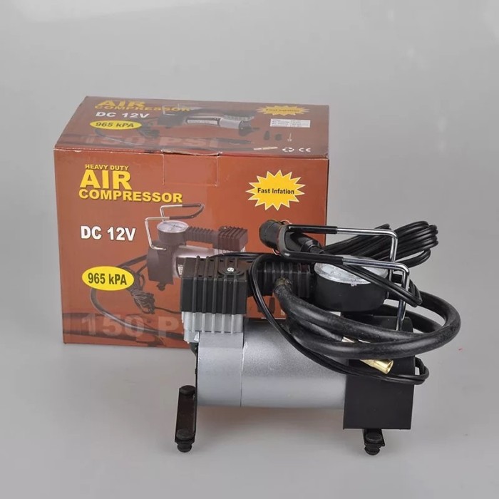Pompa Ban Mini Tekanan 100PSI - Heavy Duty Air Compressor 12V DC E004