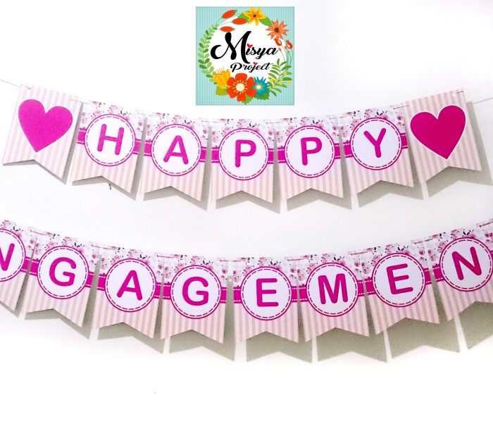 jual bunting flag bridal shower happy engagement jual bunting flag bridal shower happy engagement