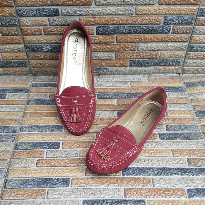 Sepatu Flats shoes Flatshoes Gratica IS09 Maroon Terbaru