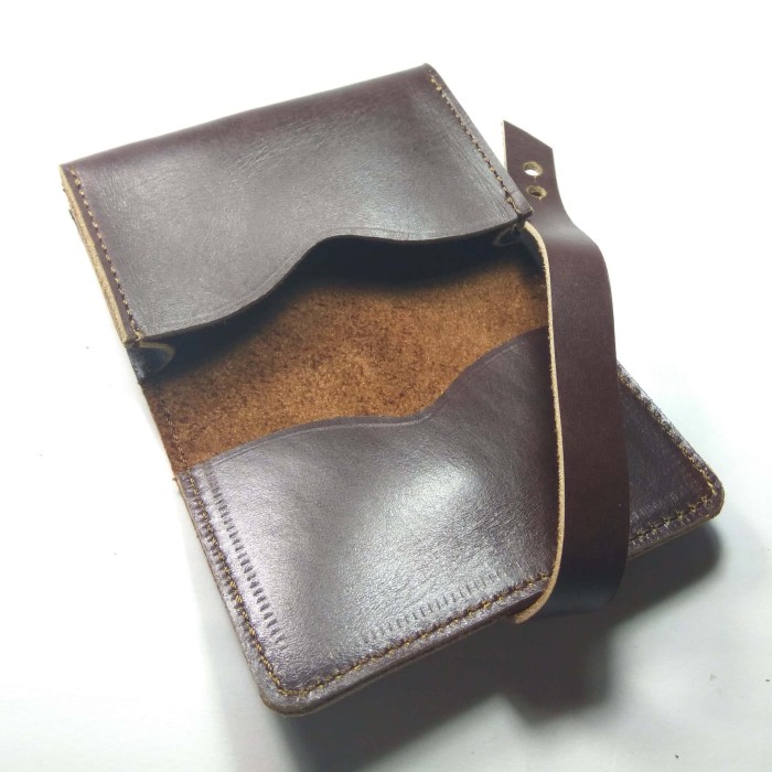 Dompet Kulit ASLI Premium kartu atm kartu nama sim ktp warna coklat m