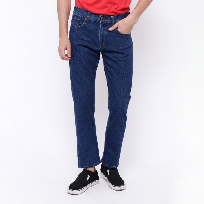 Edwin celana jeans slim fit pria panjang biru roma 03