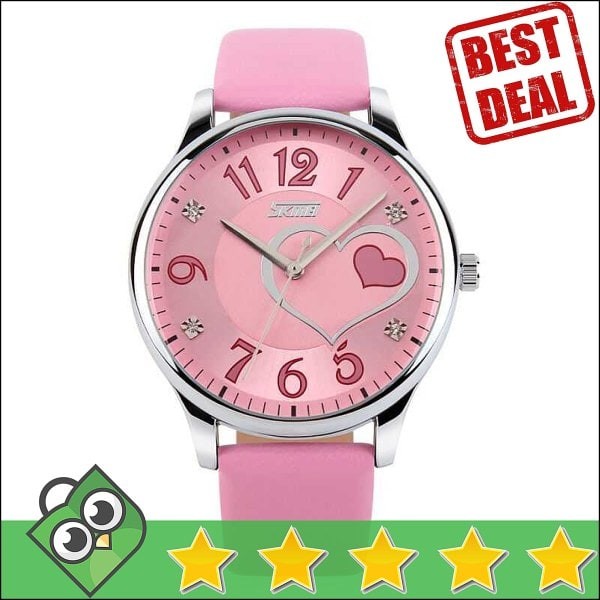 Jam Tangan Wanita Skmei Casual Ladies Leather Original 9085cl Pink
