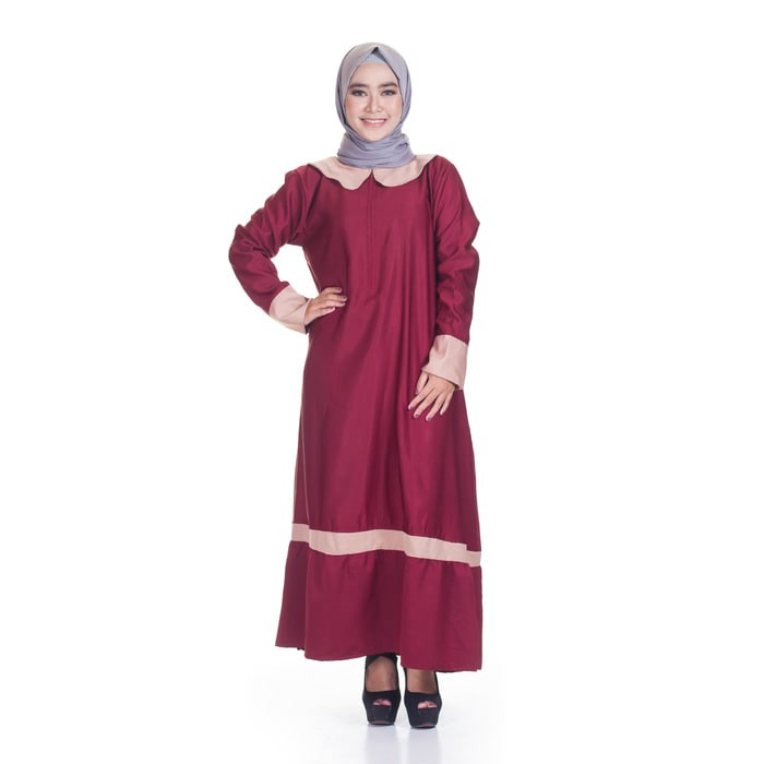 Gamis Wanita Baju Syari BELLA DRESS MAROON Busana Muslim