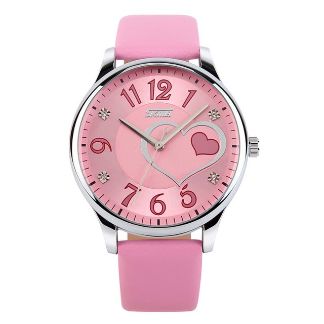 Jam Tangan Wanita Simple Love Skmei 9085 Original Anti Air - Pink Muda