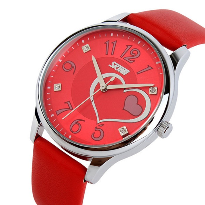 Jam Tangan Wanita Simple Love Skmei 9085 Original Anti Air - Merah