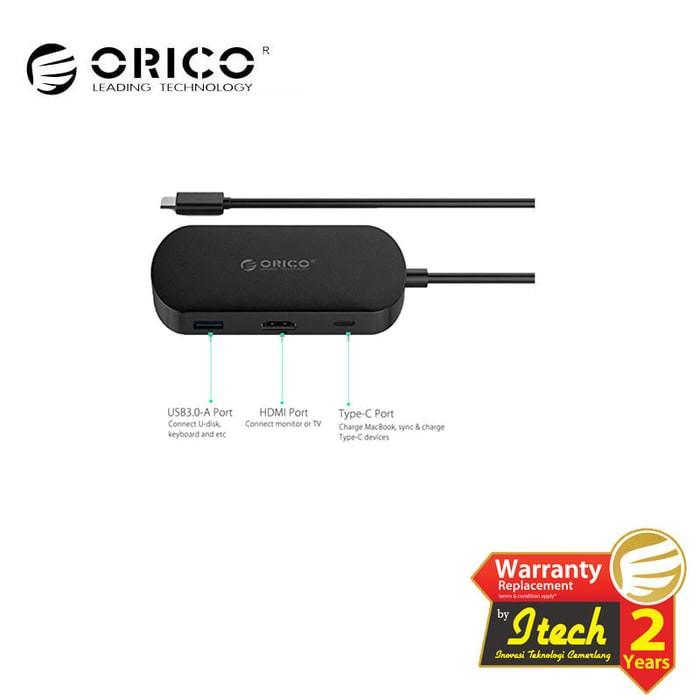 Foto Produk ORICO TCH1 Type-C to Type-C, USB3.0 & HDMI Adapter with PD Function dari Supermassive Indonesia