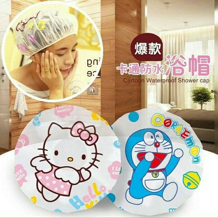 Jual Murah Shower Cap Karakter Penutup Kepala Anti Air Motif New Murah Shower Cap Karakter Penutup Kepala Anti Air Motif
