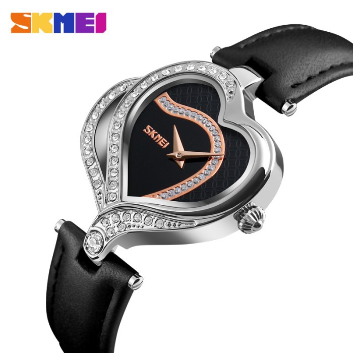 Jam Tangan Wanita Unik Love Original Skmei 9161 Anti Air 30m - Hitam