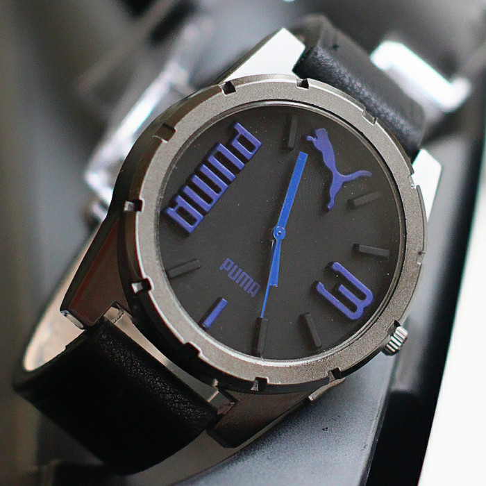 jam tangan pria puma kulit murah / jtr 1181 hitam biru