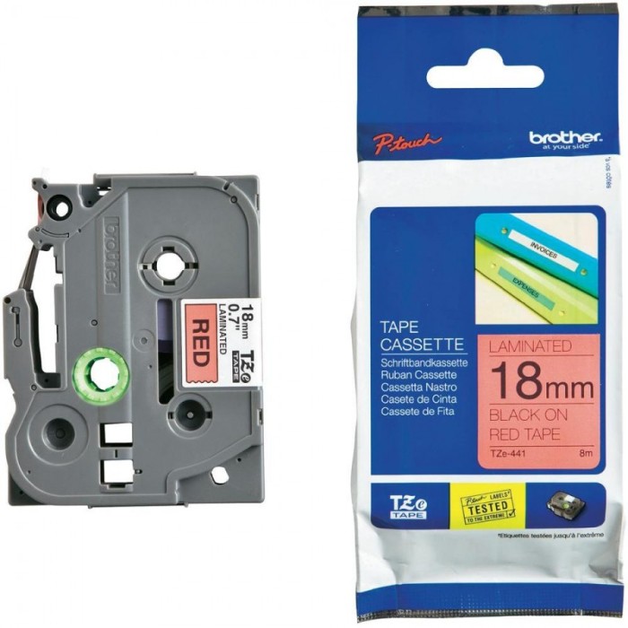 Jual Brother Label Tape TZe441 18mm x 8m Laminated Black on Red TZe441
