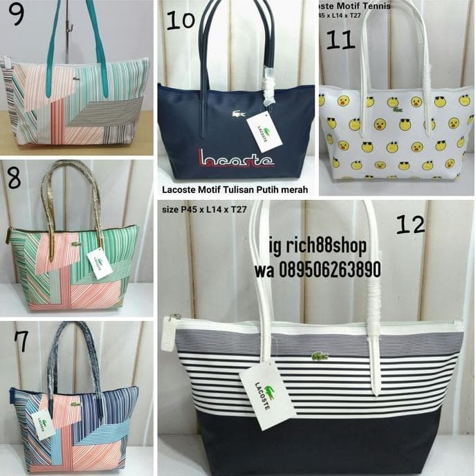 Tas/Totebag Lacoste Horizontal Motif garis MURAH!